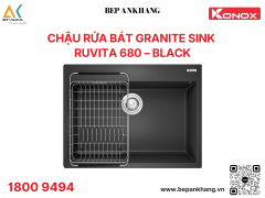 Chậu rửa bát 1 hố Konox Granite Sink Ruvita 680 – Black